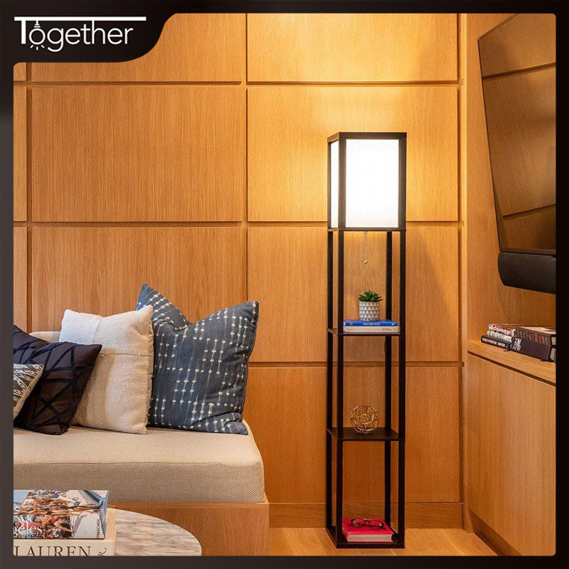 外贸出口加工定制落地灯客厅现代简约木质卧室立式台灯置物茶几灯