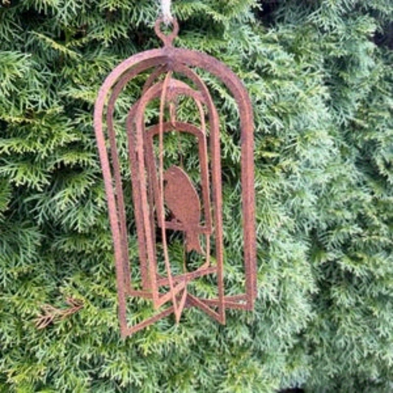 Подвеска-птичья клетка из металла, ретро-дизайн, для внутреннего и наружного декора, украшение для двора и сада, вращающаяся подвеска