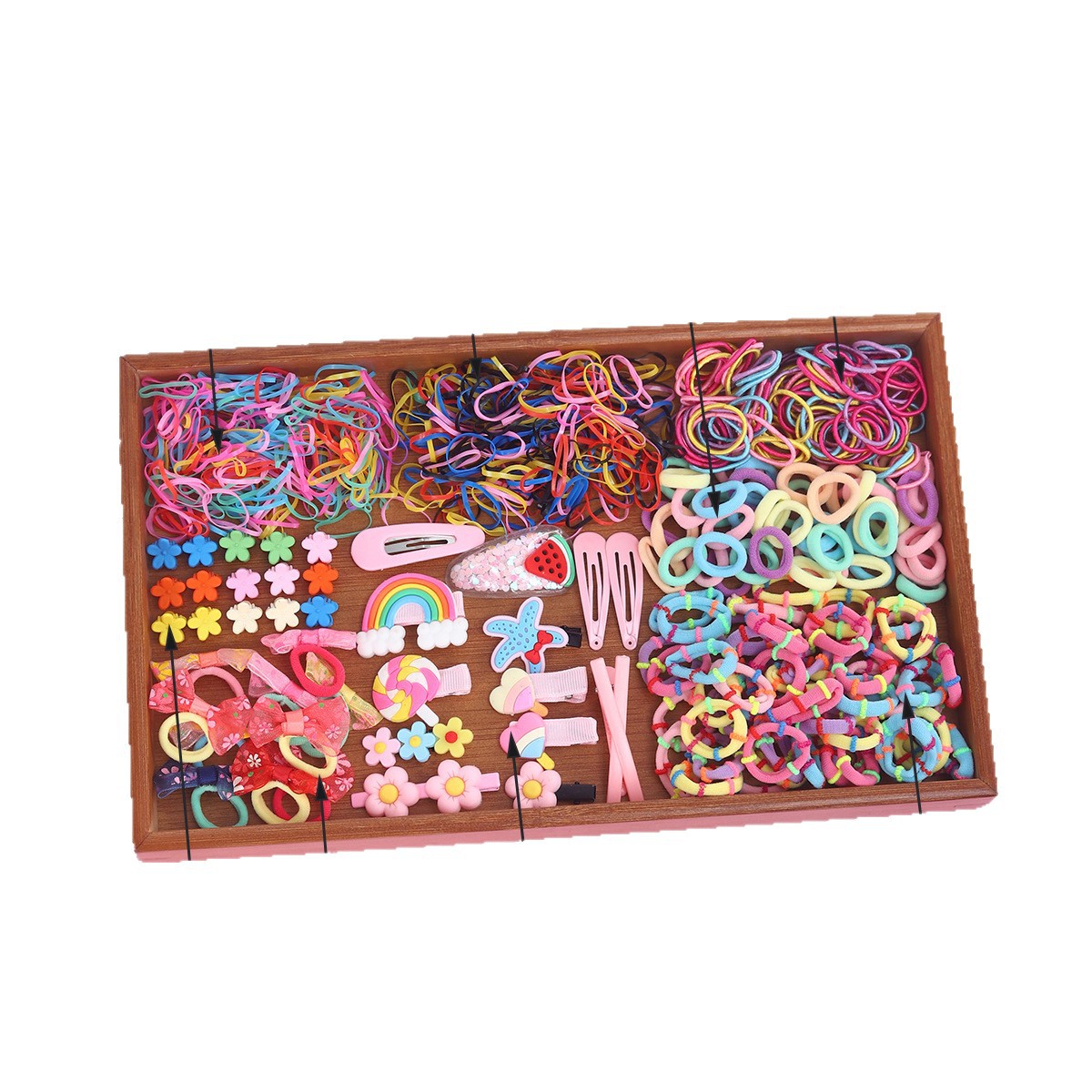 Joyas infantiles nuevas tarjetas de cabello princesa cabello cuerda de cabello bebé caja de regalo para niñas clip de borde coreano conjunto de joyería para el cabello