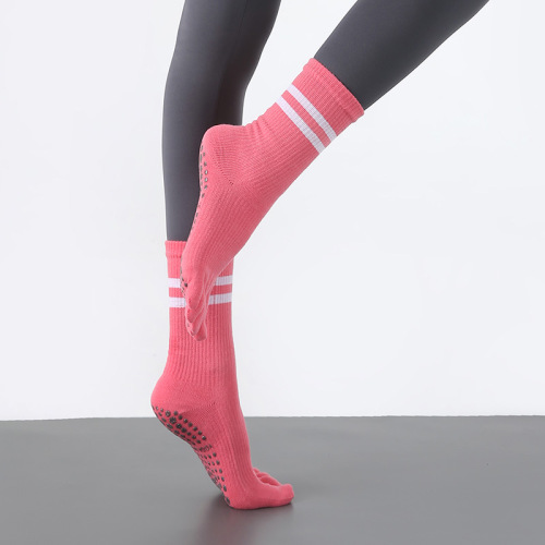 Parallel bars high-tube elastic professional women's non-slip yoga socks autumn and winter beautiful legs five-finger socks pressure socks training running