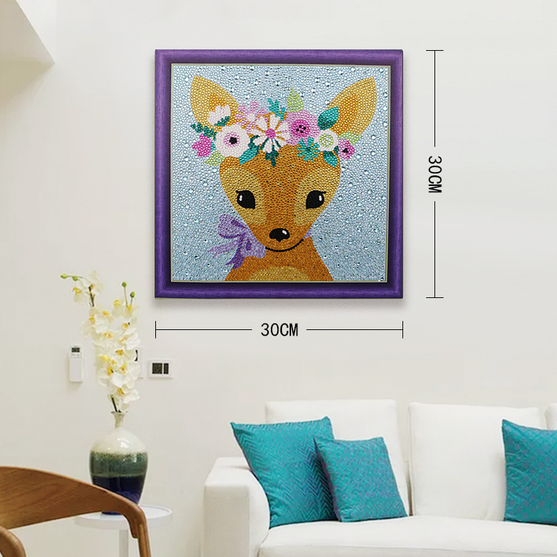 Pintura de Diamantes 5D para Niños, Diseño de Animales, Gato, Punto de Cruz, Cristal, Decoración, Manualidades, Amazon Transfronterizo