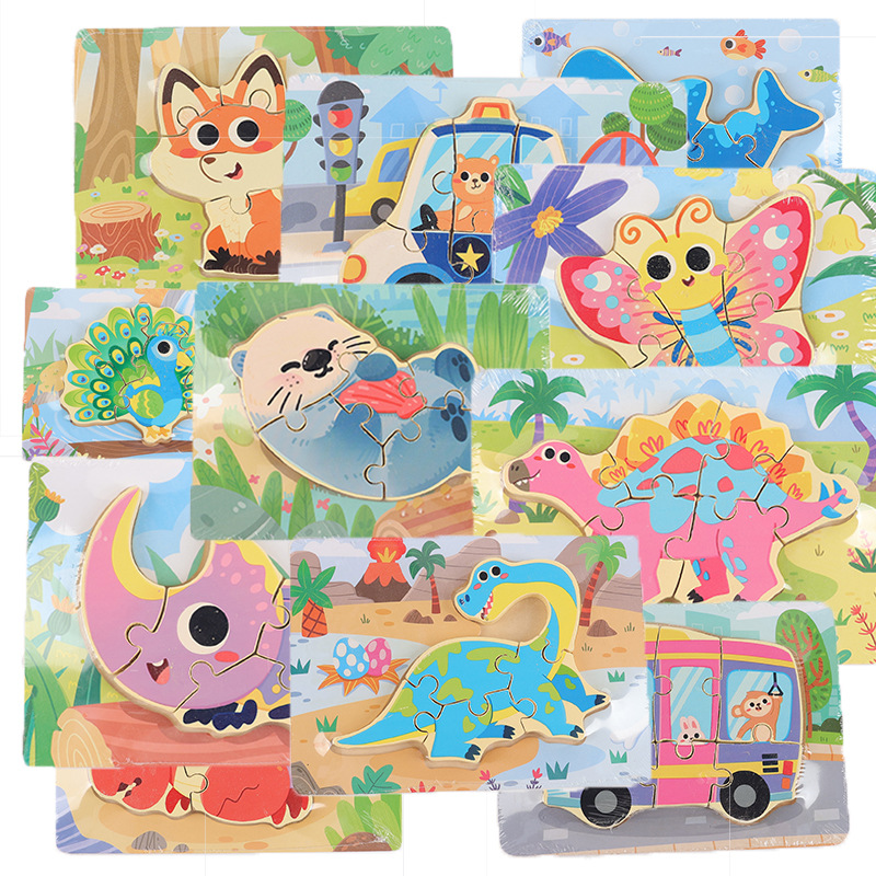 Early Childhood Enlightenment Education 24 Stereo Buckle Puzzles Cartoon Traffic Animal Cognitive Small Puzzle Educational Toys
