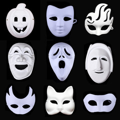 ハロウィーンマスク空白パルプ児童彩色絵diy手描きカボチャフェイスブック卸売り幼稚園プレゼント
