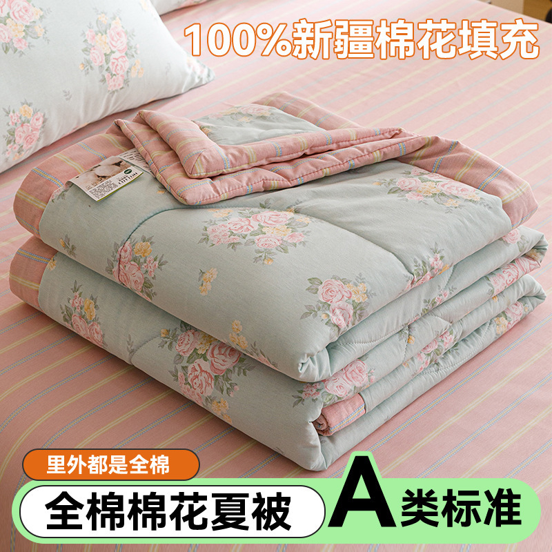 Edredón de aire acondicionado lavable de algodón de clase A, núcleo de edredón de algodón de Xinjiang, edredón de algodón impreso de verano, edredón de regalo doble