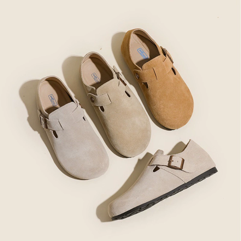 Коровья кожа ~ Birkenn обувь женская все включено три счастлива та же рыболовная обувь Borkenn плоская подошва увеличена в толстой подошве повседневная одиночная обувь женская