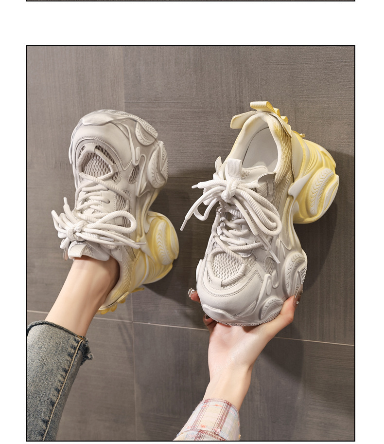 Giày sneaker nữ chunky đế dày phối màu thời trang, đế bánh xốp mềm thoải mái — màu hồng chi tiết 12