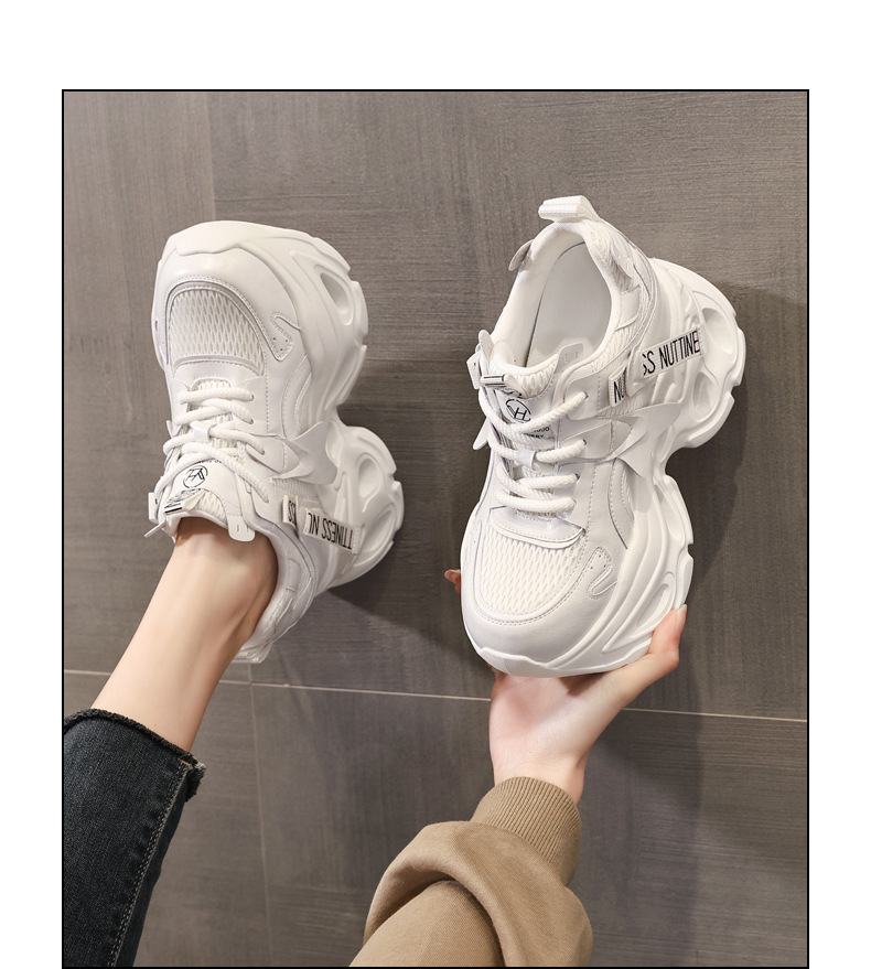 Giày sneaker nữ đế dày chunky lưới thoáng khí, tăng chiều cao 10.5 cm — màu trắng chi tiết 14