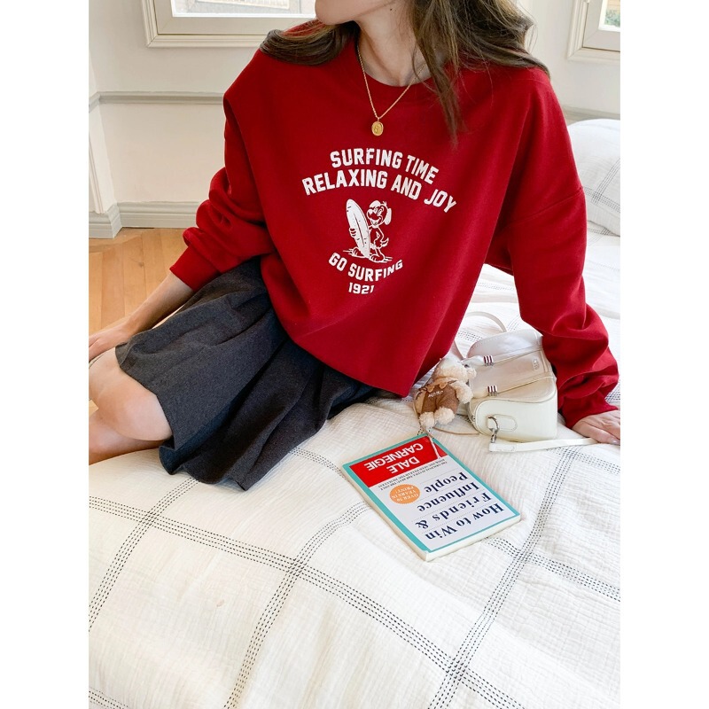 3th Morning Autumn New Arrival Beach Surfing Puppy Casual Loose Round Neck Sweatshirt ZY4386 3th Morning Autumn New Arrival Beach Surfing Puppy Casual Loose Round Neck Sweatshirt ZY4386