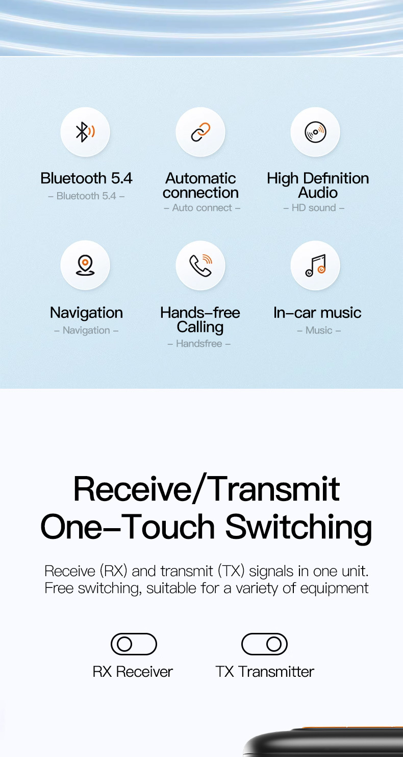 New Product Wireless Bluetooth 5 4 Receiver Transmitter Car Aux Navigation Audio Adapter Headphone Switch Connection