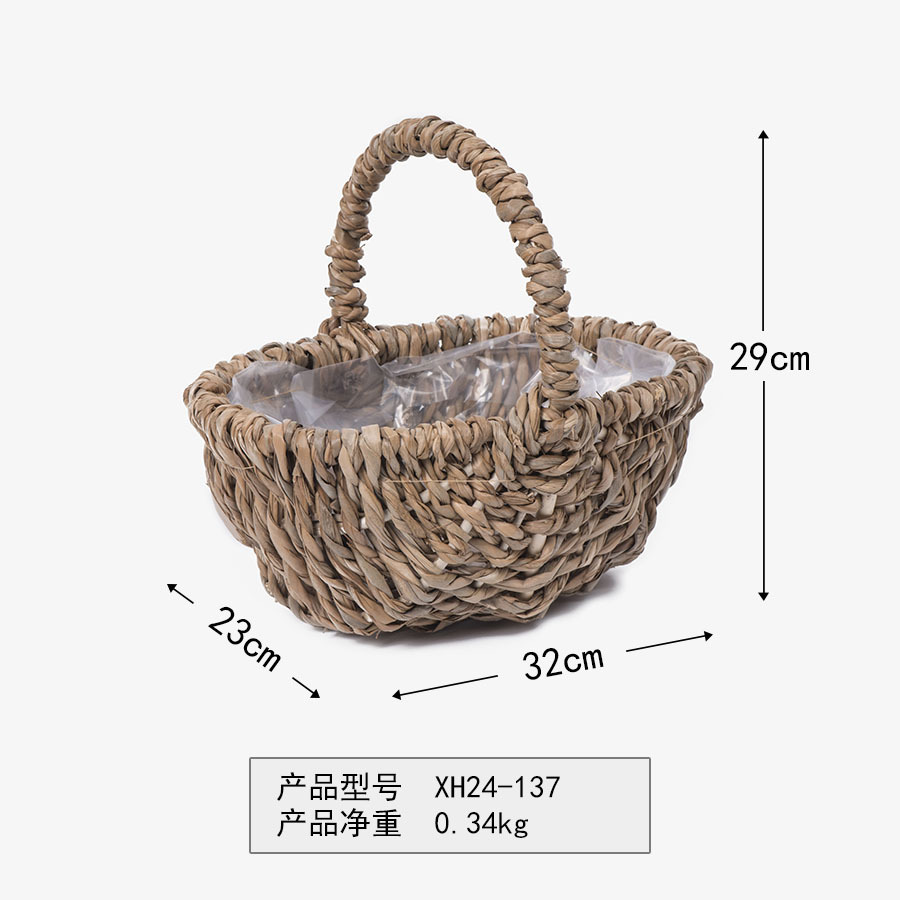 Pequeña canasta de tejido a mano personalizada tela de paja tela de caña tela de sauce tela de tela