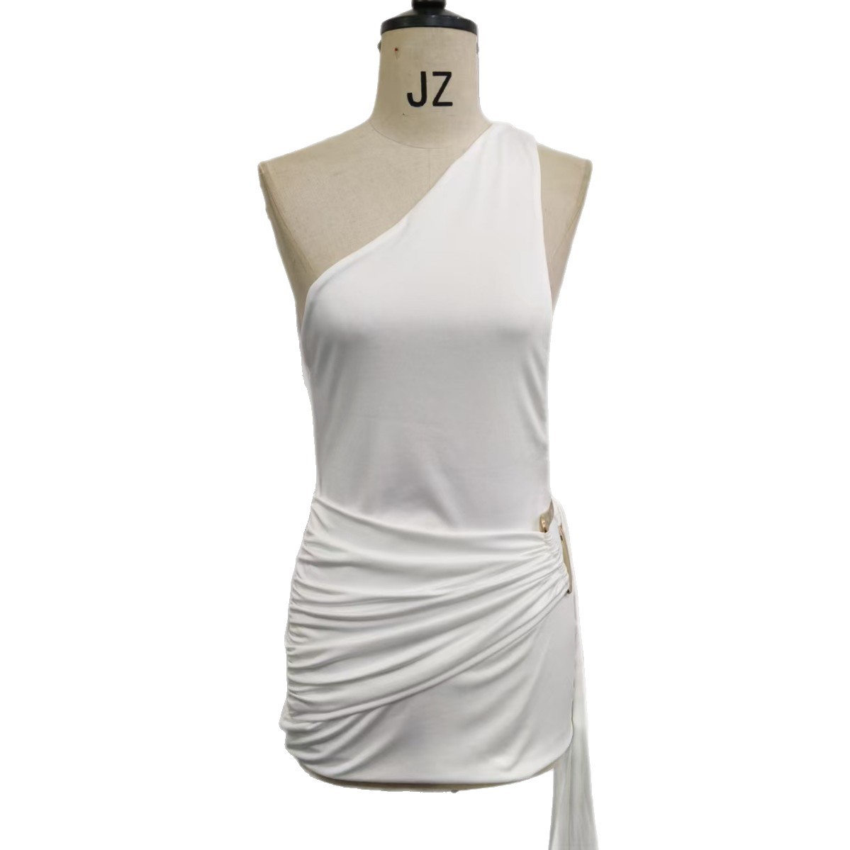 Sexy Bodycon Mini Dress With Metallic Waist Buckle – Nightclub & Party Essential Waist-Defining Buckle_ecoleips.com