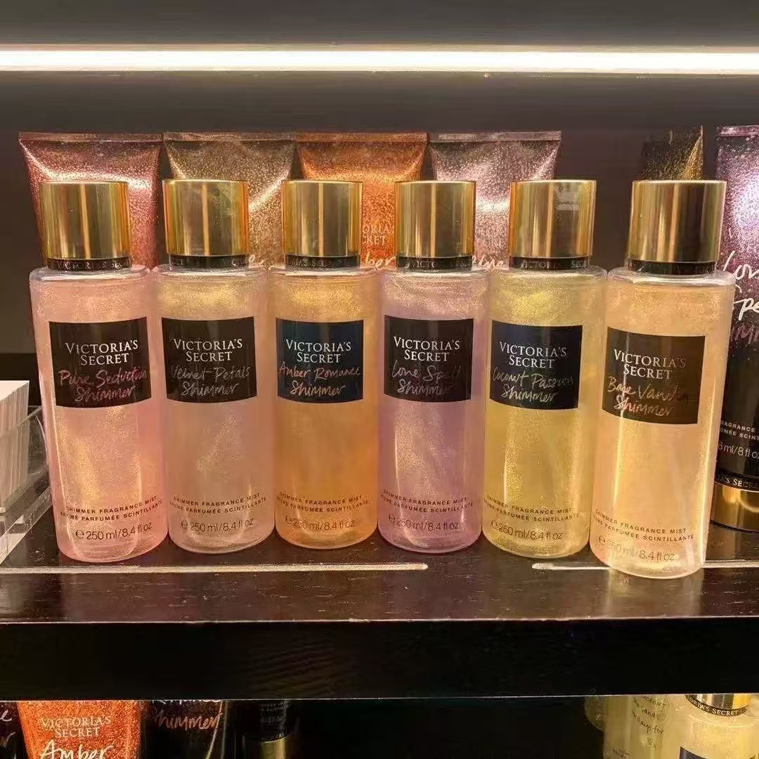 Mayorista comercio exterior transfronterizo Victoria 's Secret polvo brillante fluye fragrancia corporal spray perfume duradero