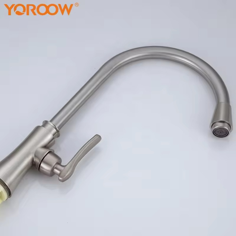 Export Costa Rica Deck Mounted Brushed Nickel Cold Water Zinc Kitchen Sink Faucet Foreign Trade Supply Factory