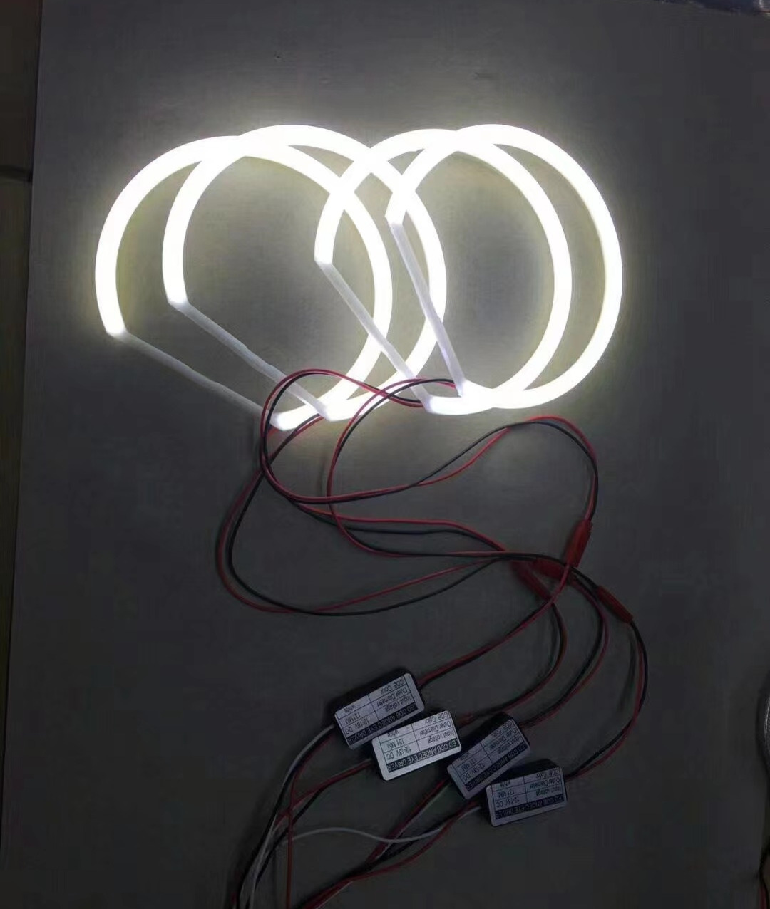 Car modification COB cotton light Angel eye aperture 131mm146mm half circle day running light two-color RGB aperture