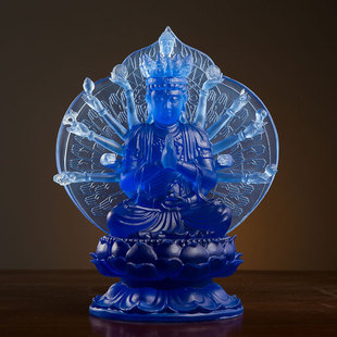 Sakyamuni Bodhisattva Buddha Statue Ornaments Temple Worship Chinese Water Glass Living Room Crafts Sitting Lotus Guanyin Buddha Statue