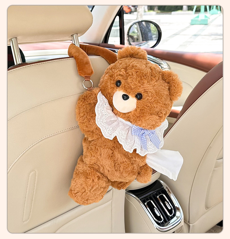 Car Tissue Box Creative Cartoon Cute Plush Doll Hanging Tissue Box Car Seat Back Tissue Hanging Bag