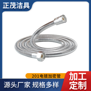 Cross-Border 201 Stainless Steel Encrypted Electroplated Shower Pipe with Brass Hexagonal Cap, Metal Shower Hose, Thickened and Encrypted