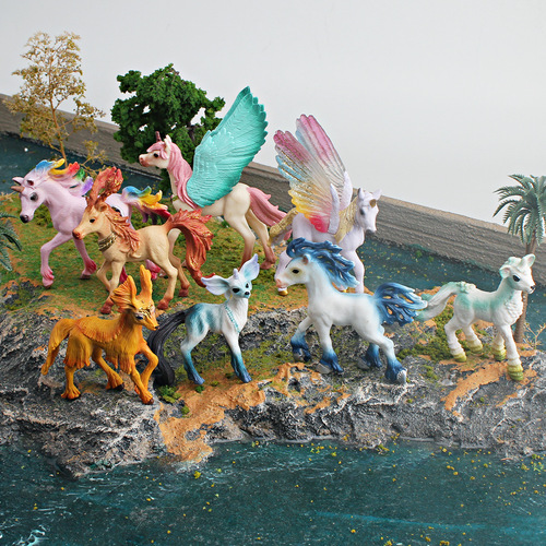 Cross-border European myth Pegasus unicorn fairy horse children's animal model deer fox static mythical creature ornament