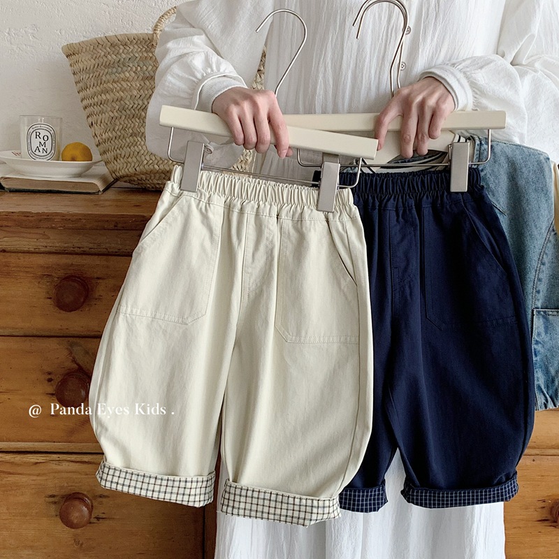 Beige children's fashionable trousers for boys for leisure