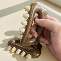 牛角五齿绿檀木经络刷腹部肚子带脉刷腿部刮痧全身通用按摩器