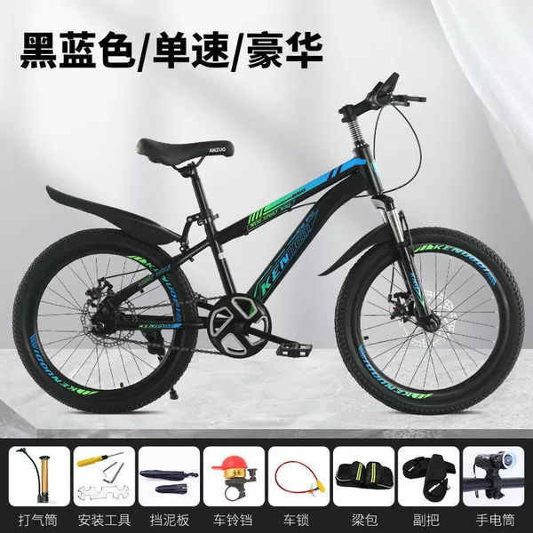 Shock absorption double disc brake [single speed] black and blue+luxury model