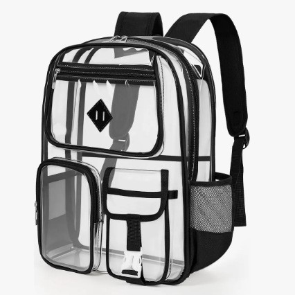 Cross-border Amazon new hot-selling PVC transparent backpack, double-shoulder bag for elementary school students, visible backpack, in stock and passes security inspection