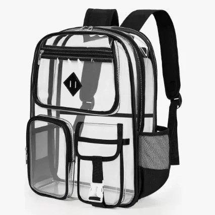 Cross-border Amazon new hot-selling PVC transparent backpack, double-shoulder bag for elementary school students, visible backpack, in stock and passes security inspection