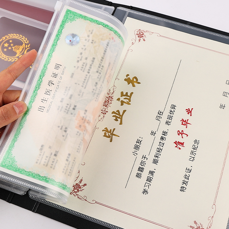 Bolsa de almacenamiento de documentos de familia a4b5a5 certificado de nacimiento libro de archivo de archivo cubierta de tarjeta de protección de documentos