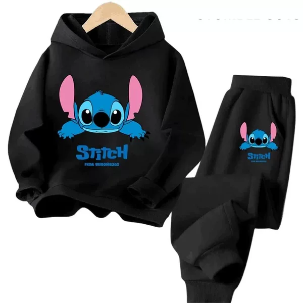 Stitch Children's Sweatshirt and Pants Two-Piece Set Spring and Autumn Student Hooded Long-Sleeve Outfit