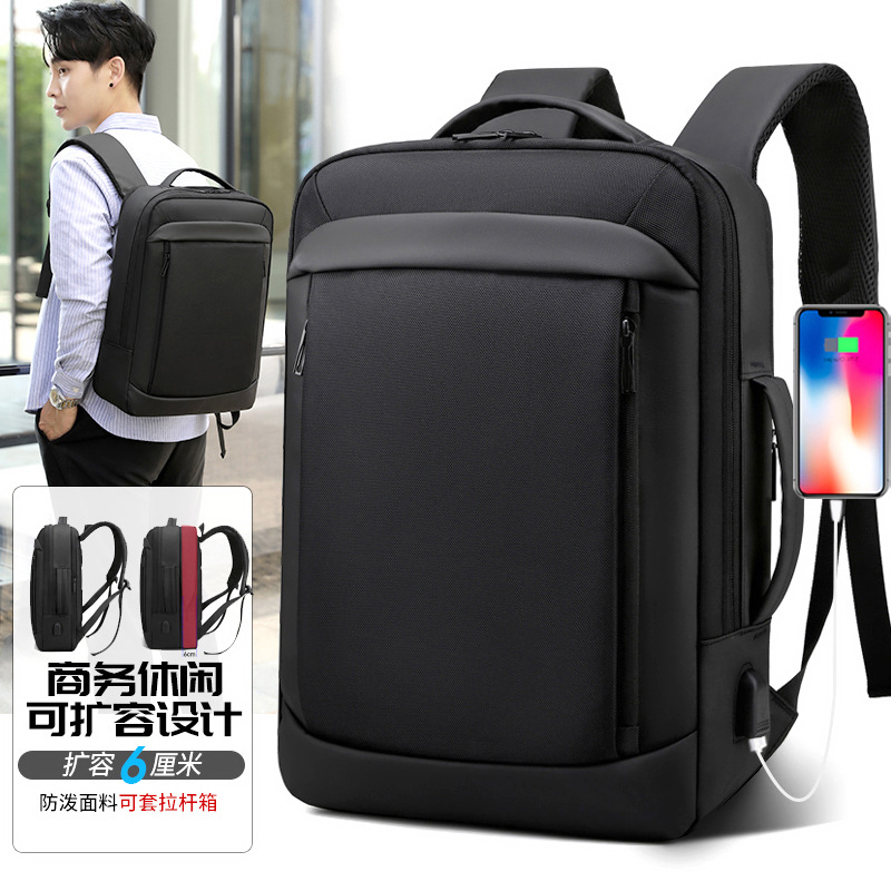 Mochila de viaje multifuncional USB cargable bolsa de computadora de negocios expandible multicapa mochila para hombres