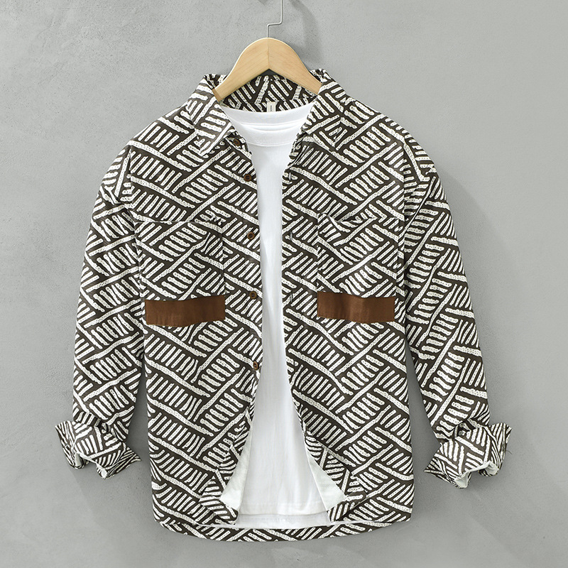 6780 Chemise rétro japonaise à manches longues pour hommes, impression Joker littéraire décontractée, haut ample pour hommes, une génération._voghion.com