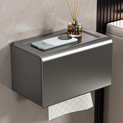 トイレットトイレットペーパー箱スペースアルミ防水トイレットティッシュロール紙ホルダー穴なしホテル壁掛け引き出し箱