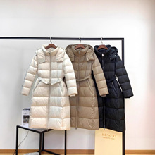 欧美风高级感腰带羽绒服女中长款束腰显瘦2025冬季90白鹅绒羽绒服