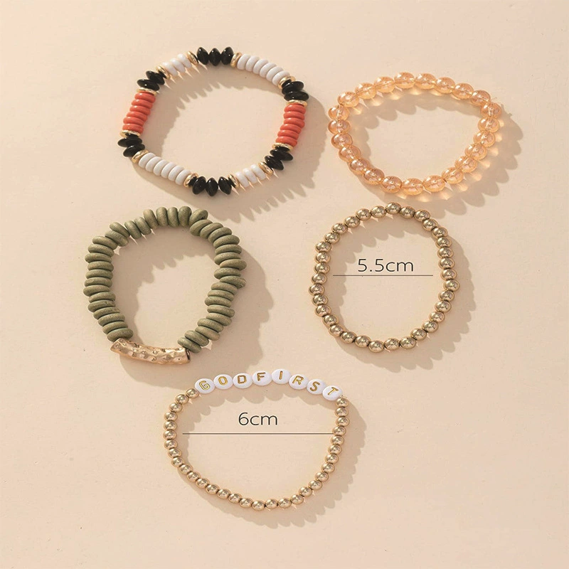 Bracelet with letters, elastic retro set, accessory, Amazon, boho style