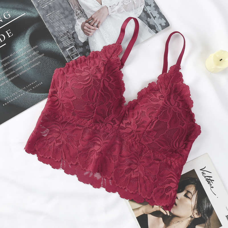 Cómodo inalámbrico espalda envuelto pecho ropa interior de las mujeres simple estiramiento natural suave transpirable sujetador encaje sexy
