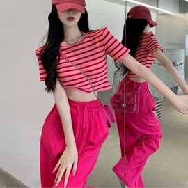夏季时尚套装简约纯色两件套ins减龄T恤练舞房套装女轻熟减龄chic