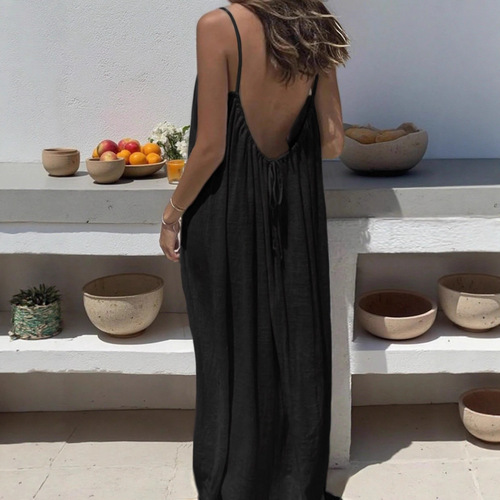 2026 Cross-border Amazon AliExpress New Women's Camisole Coat Backless Loose Homecoming Dress