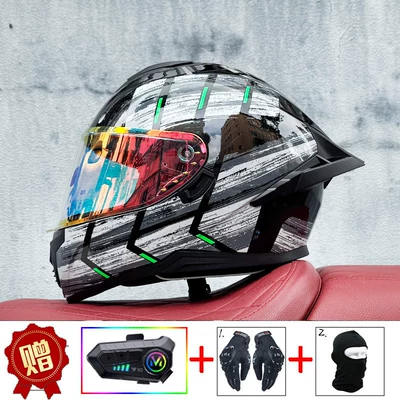 Motosiklet kaskı (dəbilqə): New Motorcycle Helmet, Safety Helmet for - green-starlight-phantom-red-night-vision-y10-soft-microphone-includes-clear-lens-s