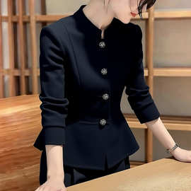 小香风感黑色西装外套女2026春秋季新款韩系通勤百搭西服上衣
