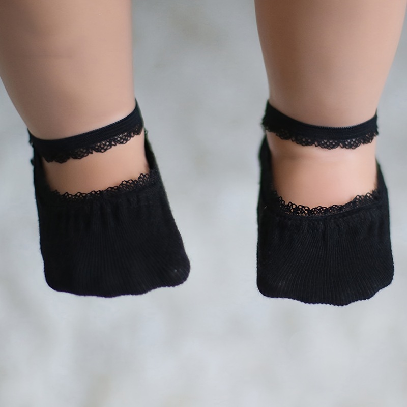 女の赤ちゃん用レースアップソックス6足パック かわいいレースボート|undefined