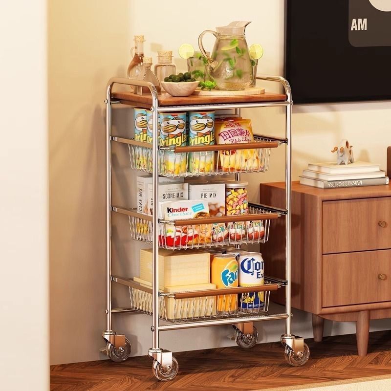 トロリースナック収納ラック多層収納ラックリビングルームモバイルキッチン野菜バスケットフロア収納ラック|undefined