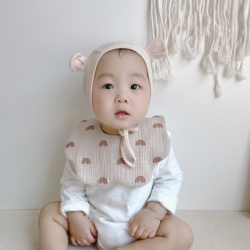 Round Neck Neckline Cute Animal Printing 100% Cotton Baby Accessories