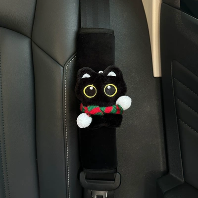 Little Black Cat Safety Belt Sürətlər qutusu və əl tormozu başlıqları - little-black-cat-red-and-green-scarf
