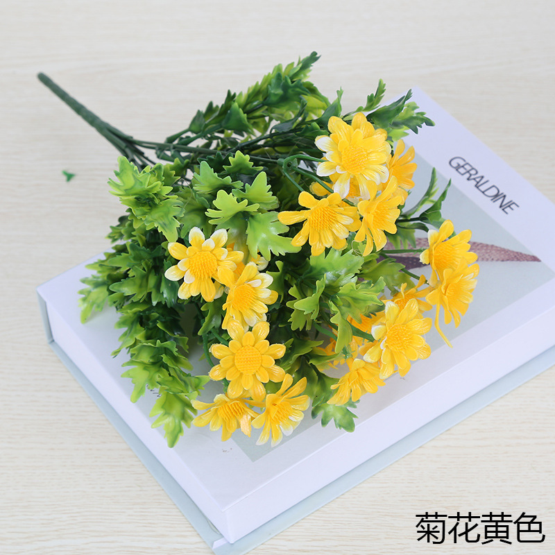 Amarillo - crisantemo de plástico