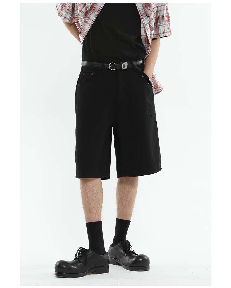 Men's Clothing Men's Casual Wide Leg Five Point Shorts Denim Colorful Loose Straight Leg Half Elastic Waist Summer Style_mkmklike.com