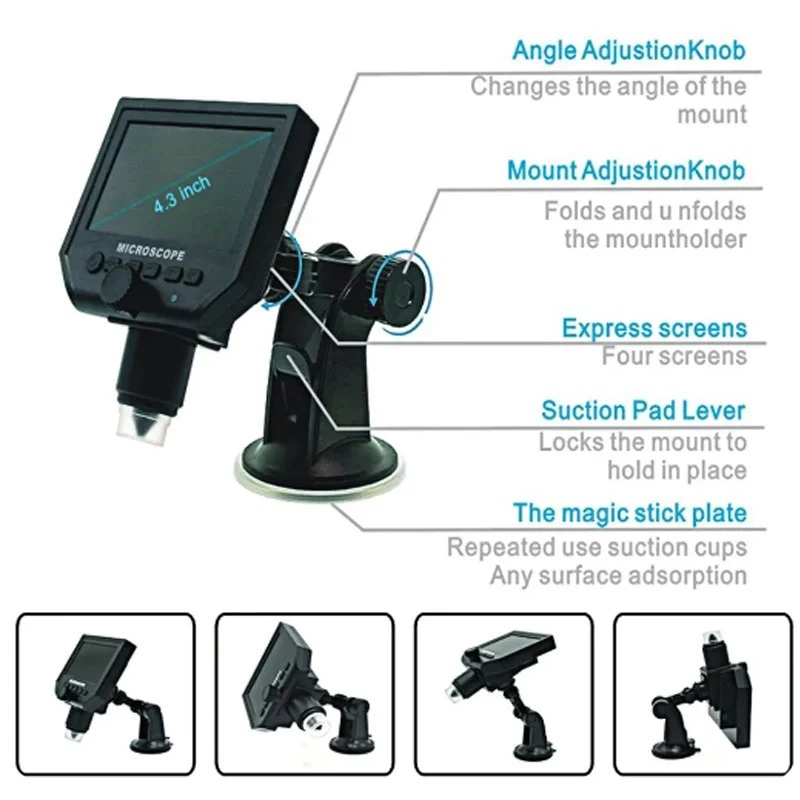 Цифровой микроскоп Электронный микроскоп 600 раз с экраном Промышленный микроскоп Высокое разрешение Микроскоп для ремонта мобильных телефонов
