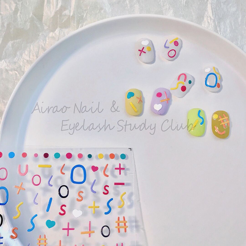 Japonés tomoni pegatinas de uñas adhesivo de alivio tridimensional 5D uñas letras de graffiti lindas líneas de dibujos animados