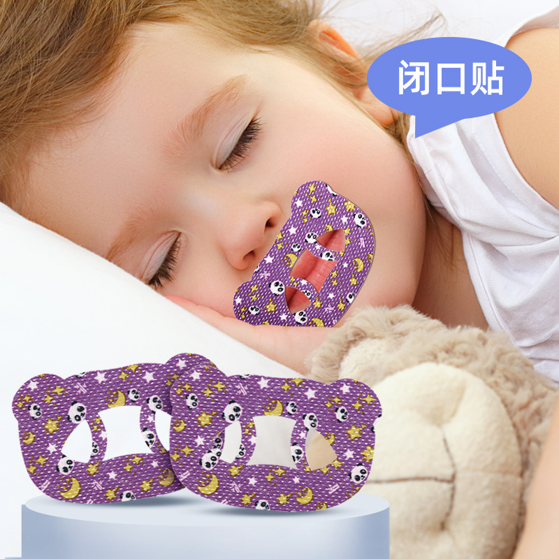 Cartoon-style Bear O-shaped Breathing Mouth Tape, Soft, Skin-friendly, Breathable, Children and Youth Night-time Anti-gaping and Sealing Mouth Tape