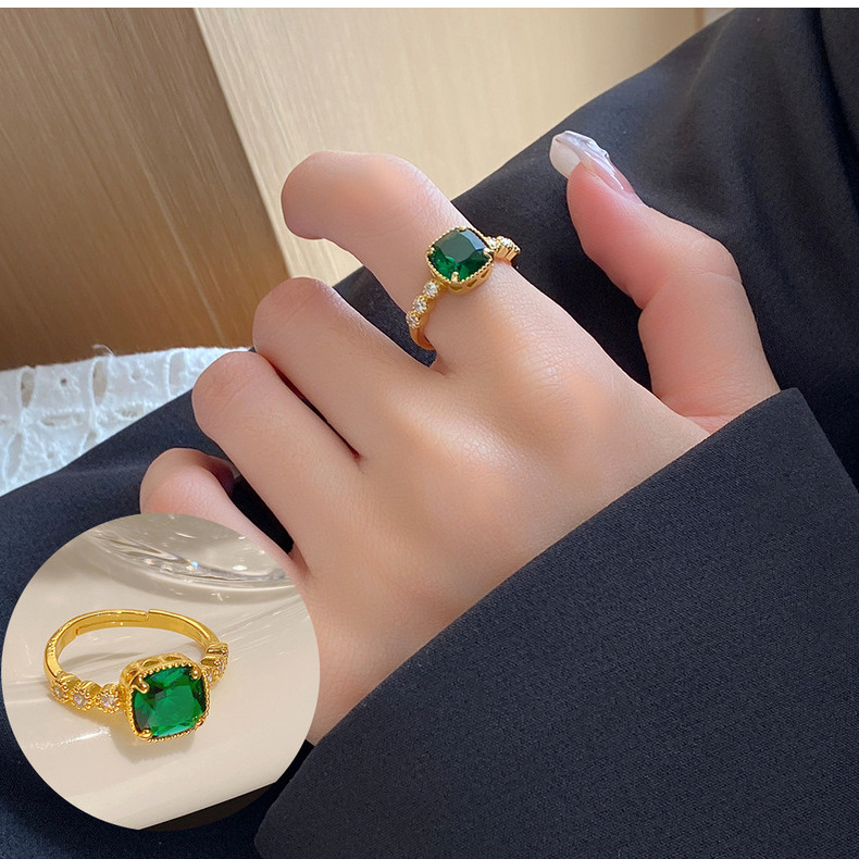 Simple Style Geometric Copper Inlay Zircon Open Ring 1 Piece