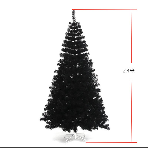 Nueva decoración navideña transfronteriza, árbol de Navidad de PVC realista para hotel, de pie, flocado, con diseño de lápiz, plegable, venta al por mayor de fábrica.